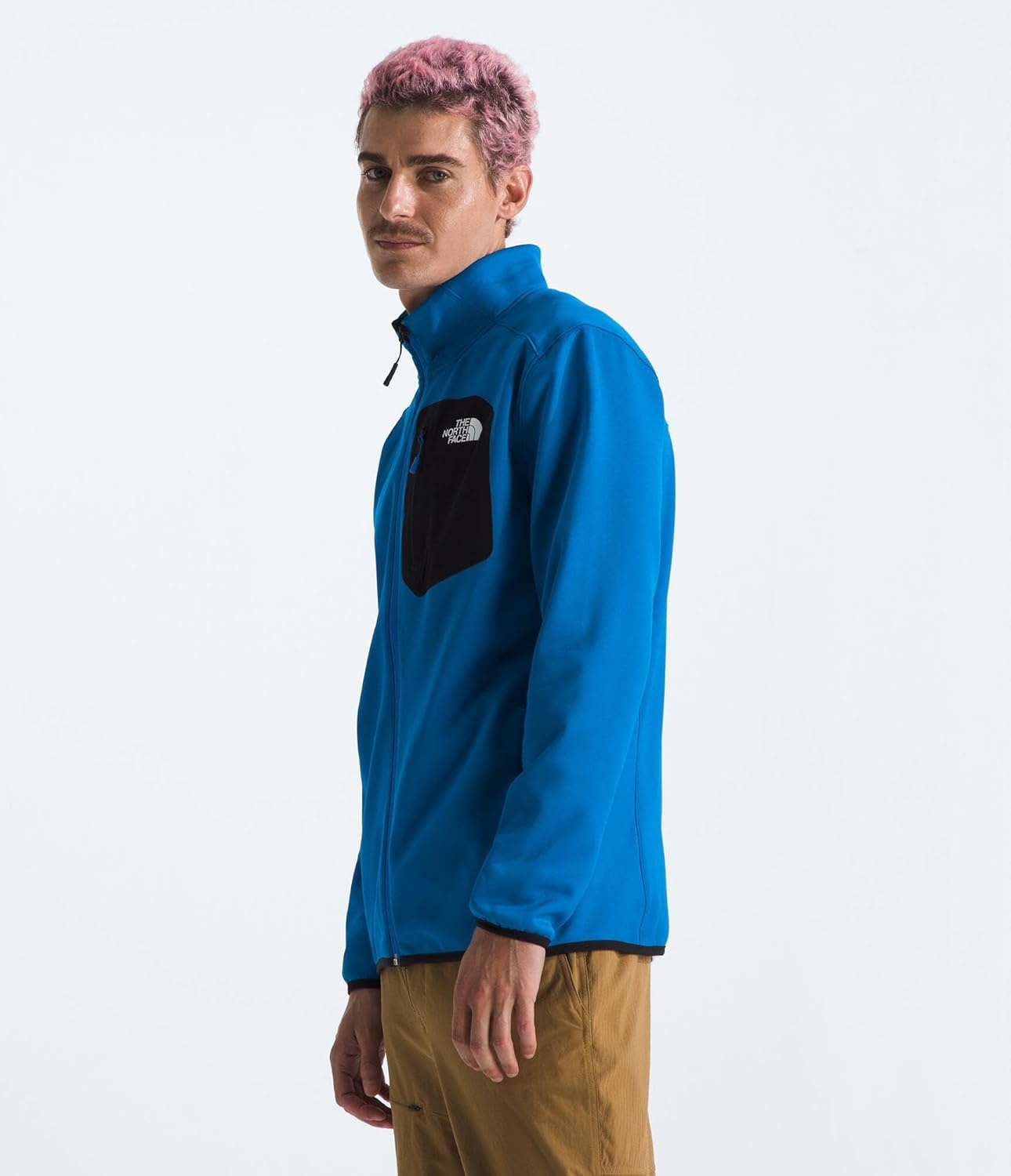 image:imageTHE NORTH FACE Mens Crest Full Zip Jacket Water Repellent Fleece Coat Double Layer Stand Collar amp Zip Hand PocketsHero BlueTnf Black