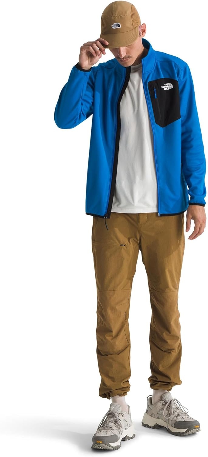 image:imageTHE NORTH FACE Mens Crest Full Zip Jacket Water Repellent Fleece Coat Double Layer Stand Collar amp Zip Hand PocketsHero BlueTnf Black