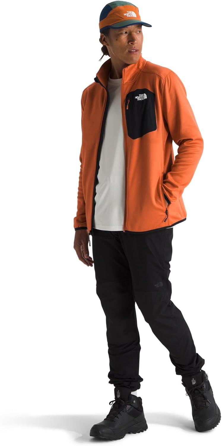 image:imageTHE NORTH FACE Mens Crest Full Zip Jacket Water Repellent Fleece Coat Double Layer Stand Collar amp Zip Hand PocketsIron BronzeTnf Black