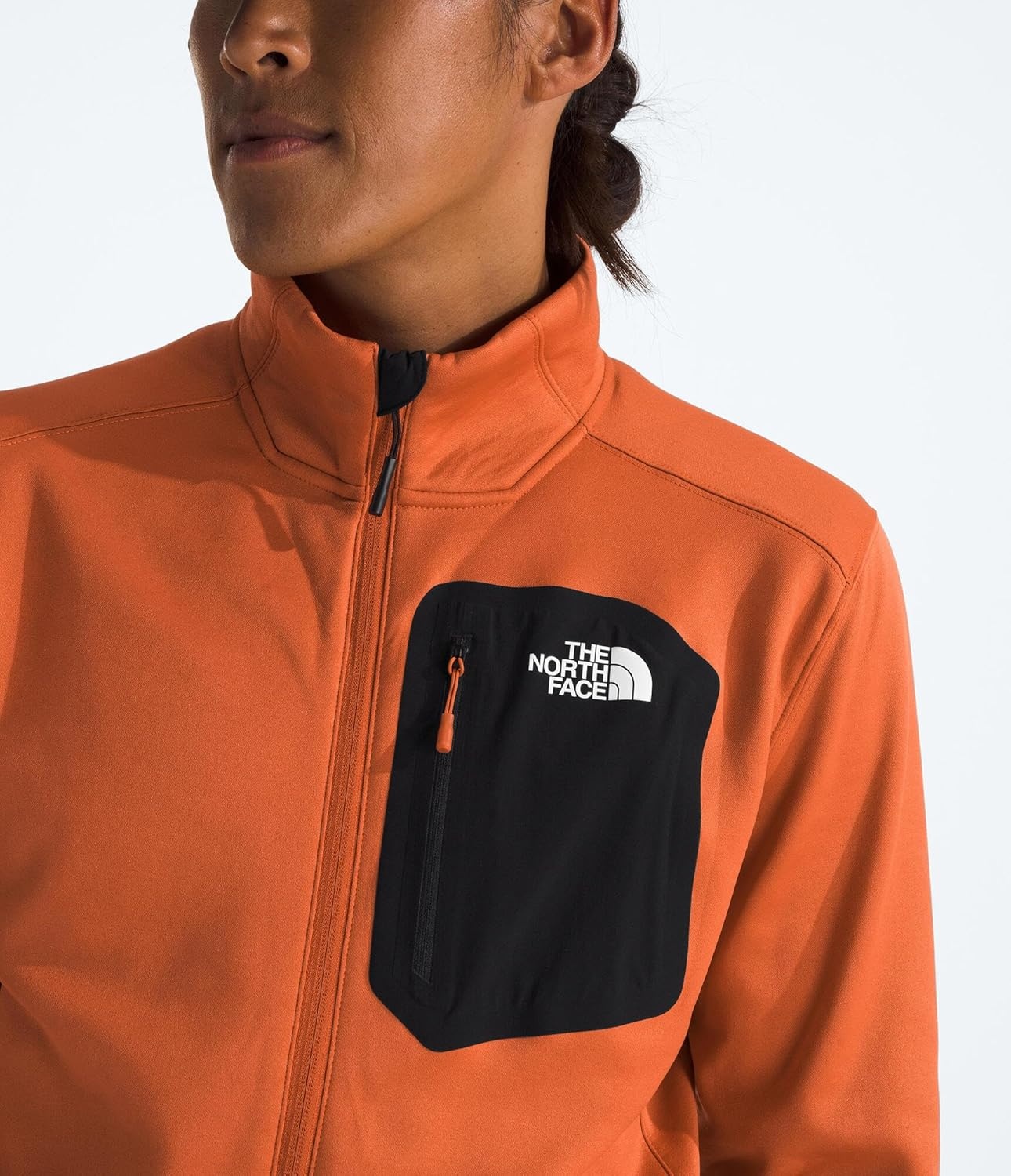 image:imageTHE NORTH FACE Mens Crest Full Zip Jacket Water Repellent Fleece Coat Double Layer Stand Collar amp Zip Hand PocketsIron BronzeTnf Black