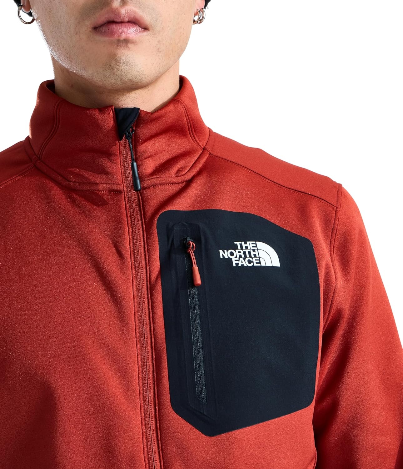 image:imageTHE NORTH FACE Mens Crest Full Zip Jacket Water Repellent Fleece Coat Double Layer Stand Collar amp Zip Hand PocketsIron ClayTnf Black