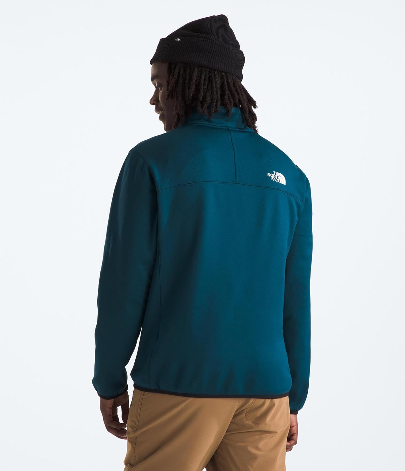 image:imageTHE NORTH FACE Mens Crest Full Zip Jacket Water Repellent Fleece Coat Double Layer Stand Collar amp Zip Hand PocketsMidnight PetrolTnf Black