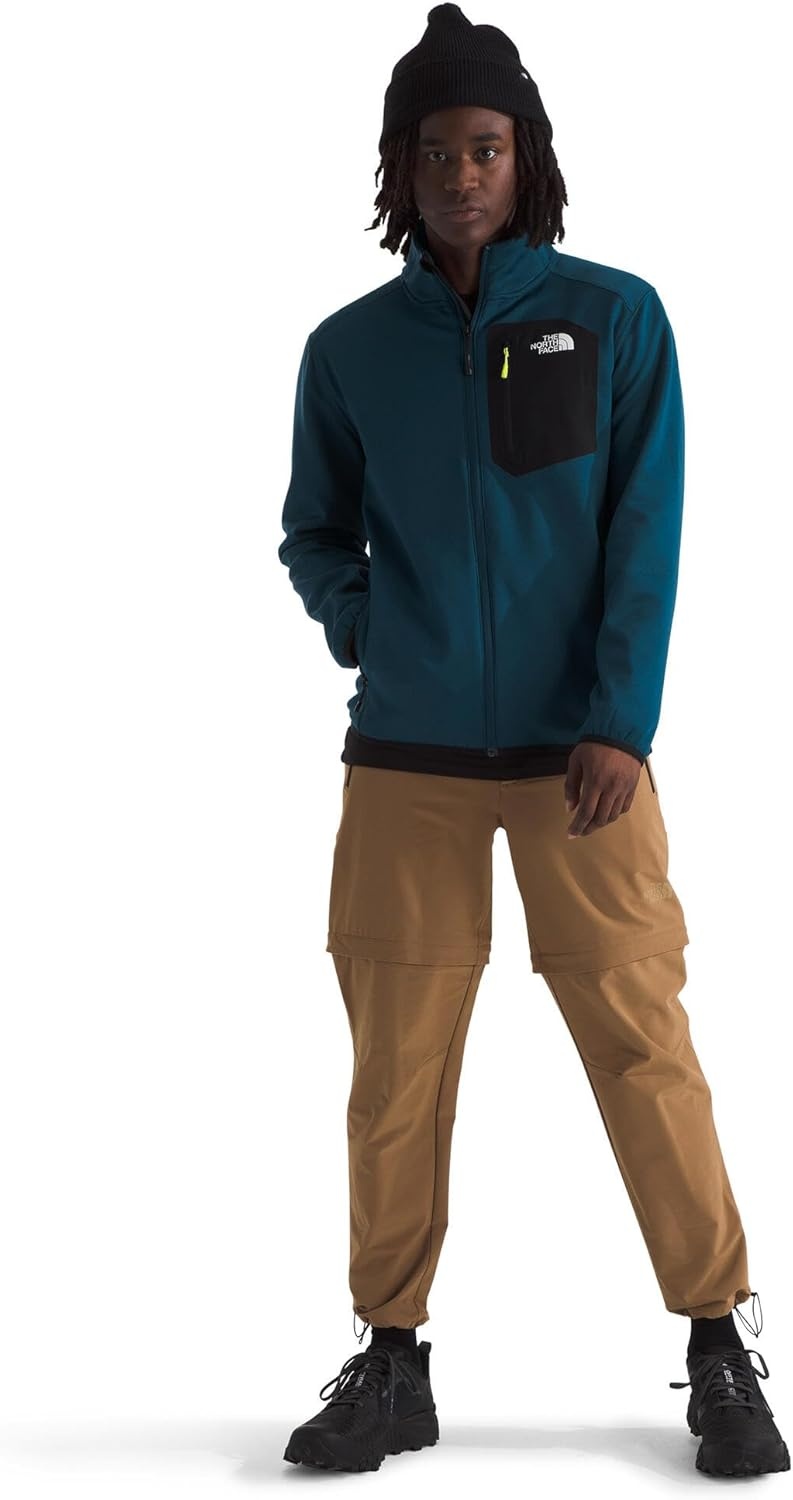 image:imageTHE NORTH FACE Mens Crest Full Zip Jacket Water Repellent Fleece Coat Double Layer Stand Collar amp Zip Hand PocketsMidnight PetrolTnf Black
