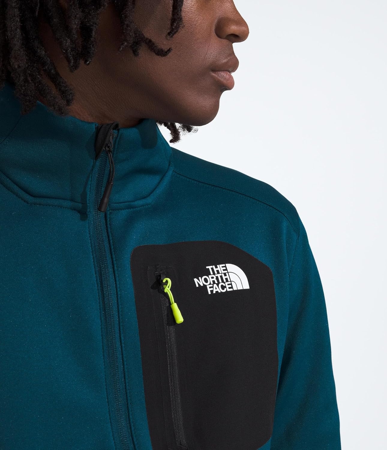 image:imageTHE NORTH FACE Mens Crest Full Zip Jacket Water Repellent Fleece Coat Double Layer Stand Collar amp Zip Hand PocketsMidnight PetrolTnf Black