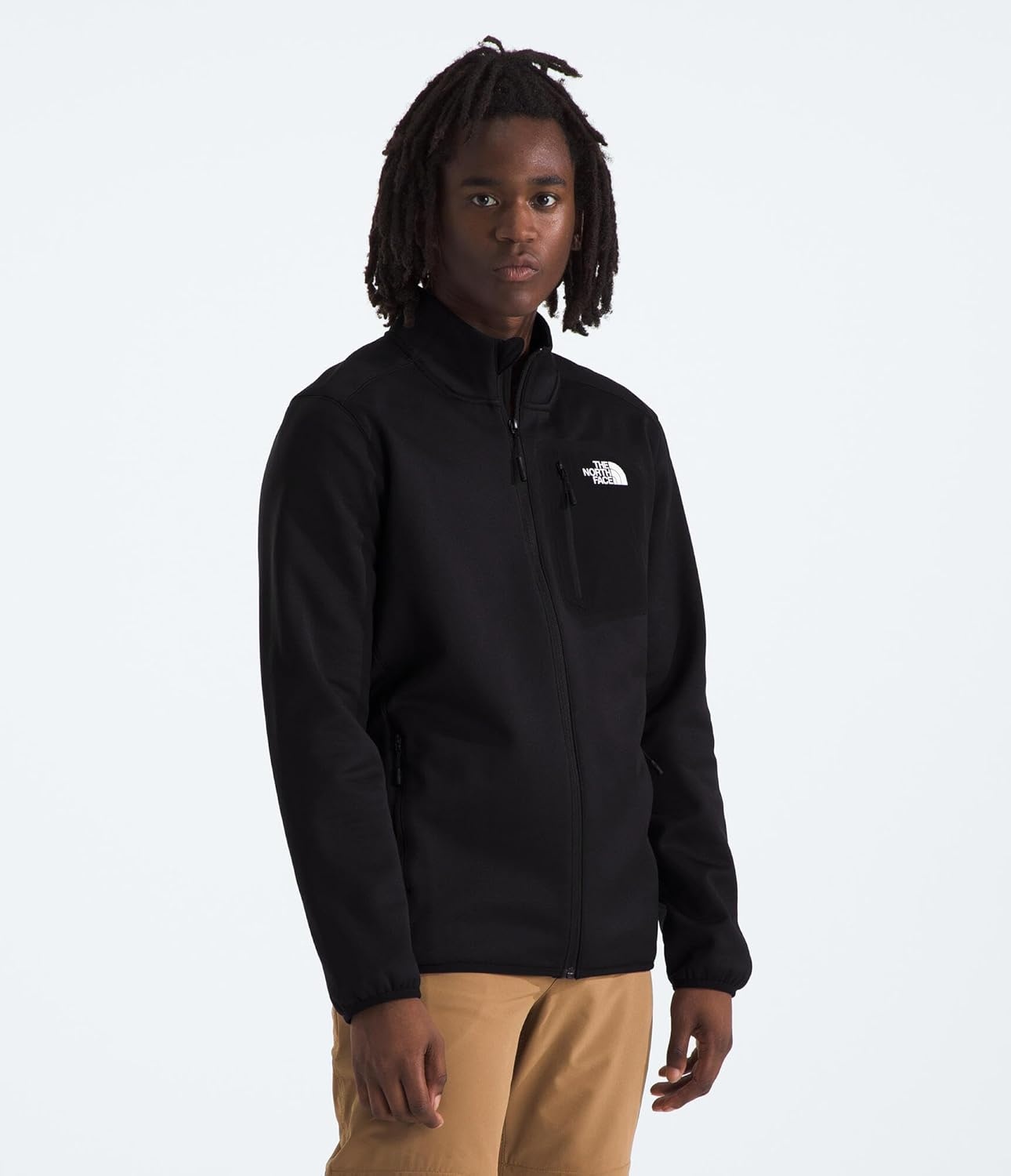 image:imageTHE NORTH FACE Mens Crest Full Zip Jacket Water Repellent Fleece Coat Double Layer Stand Collar amp Zip Hand PocketsTnf Black