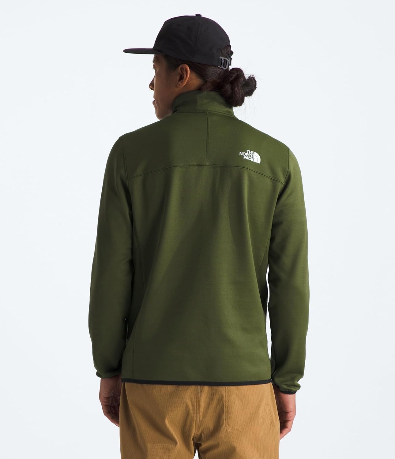 image:imageTHE NORTH FACE Mens Crest Full Zip Jacket Water Repellent Fleece Coat Double Layer Stand Collar amp Zip Hand PocketsWoodland GreenTnf Black