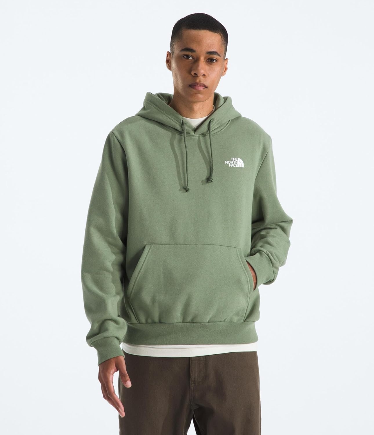 image:imageTHE NORTH FACE Mens Evolution Box NSE Hoodie Sweatshirt With 2 Piece Hood Adjustable Drawcord Kangaroo Hand PocketBark Mist