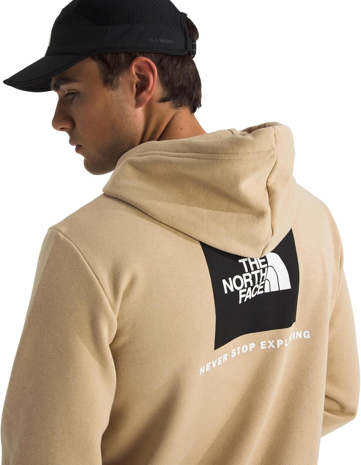 image:imageTHE NORTH FACE Mens Evolution Box NSE Hoodie Sweatshirt With 2 Piece Hood Adjustable Drawcord Kangaroo Hand PocketKhaki Stone