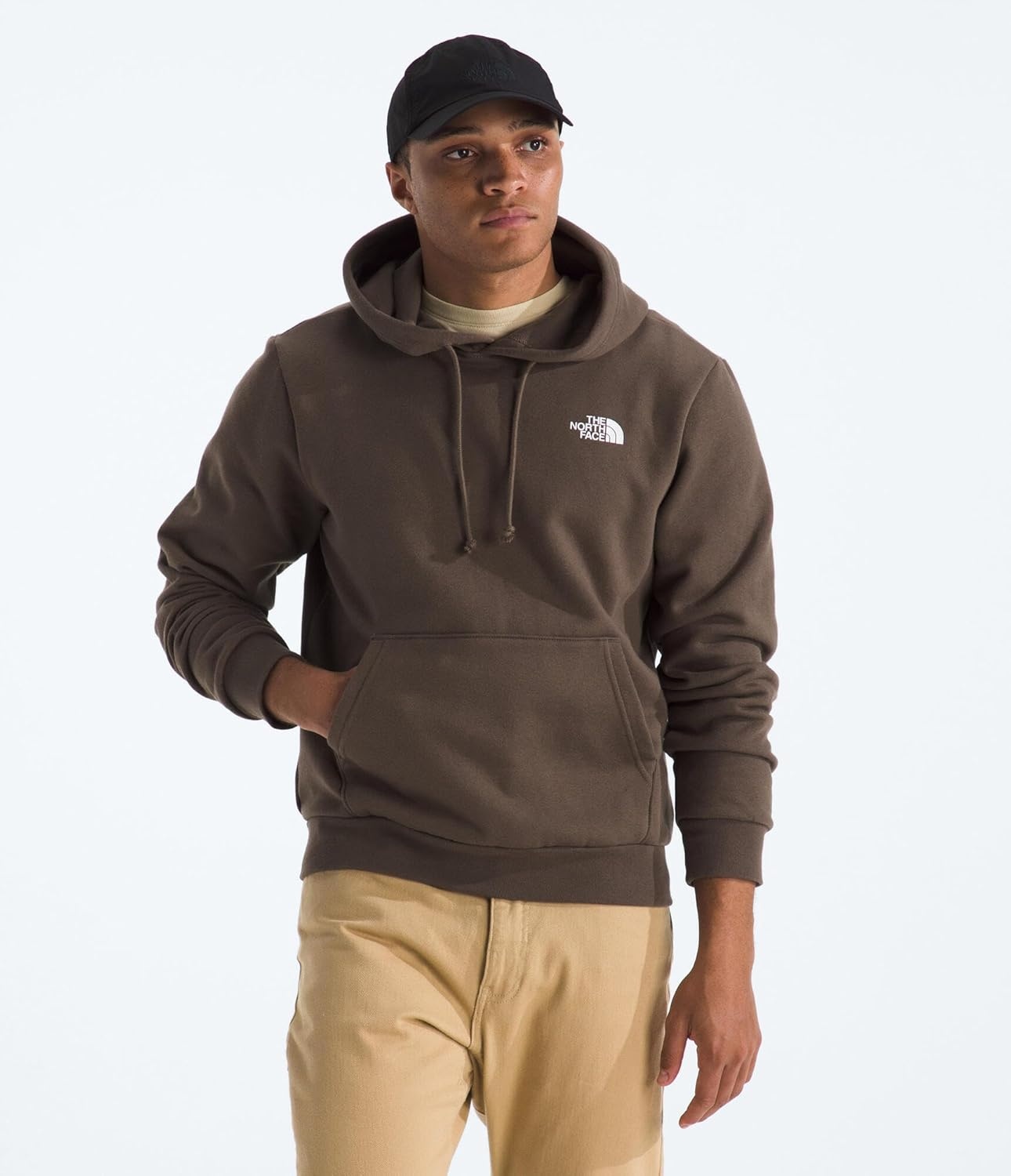 image:imageTHE NORTH FACE Mens Evolution Box NSE Hoodie Sweatshirt With 2 Piece Hood Adjustable Drawcord Kangaroo Hand PocketSmokey Brown