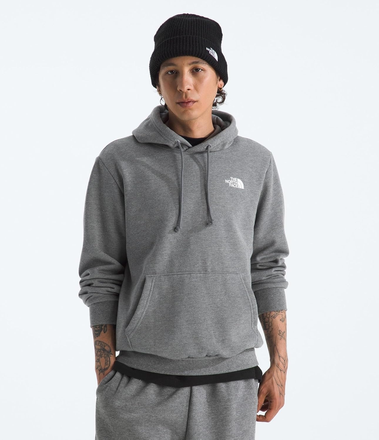 image:imageTHE NORTH FACE Mens Evolution Box NSE Hoodie Sweatshirt With 2 Piece Hood Adjustable Drawcord Kangaroo Hand PocketTnf Mid Grey Heather
