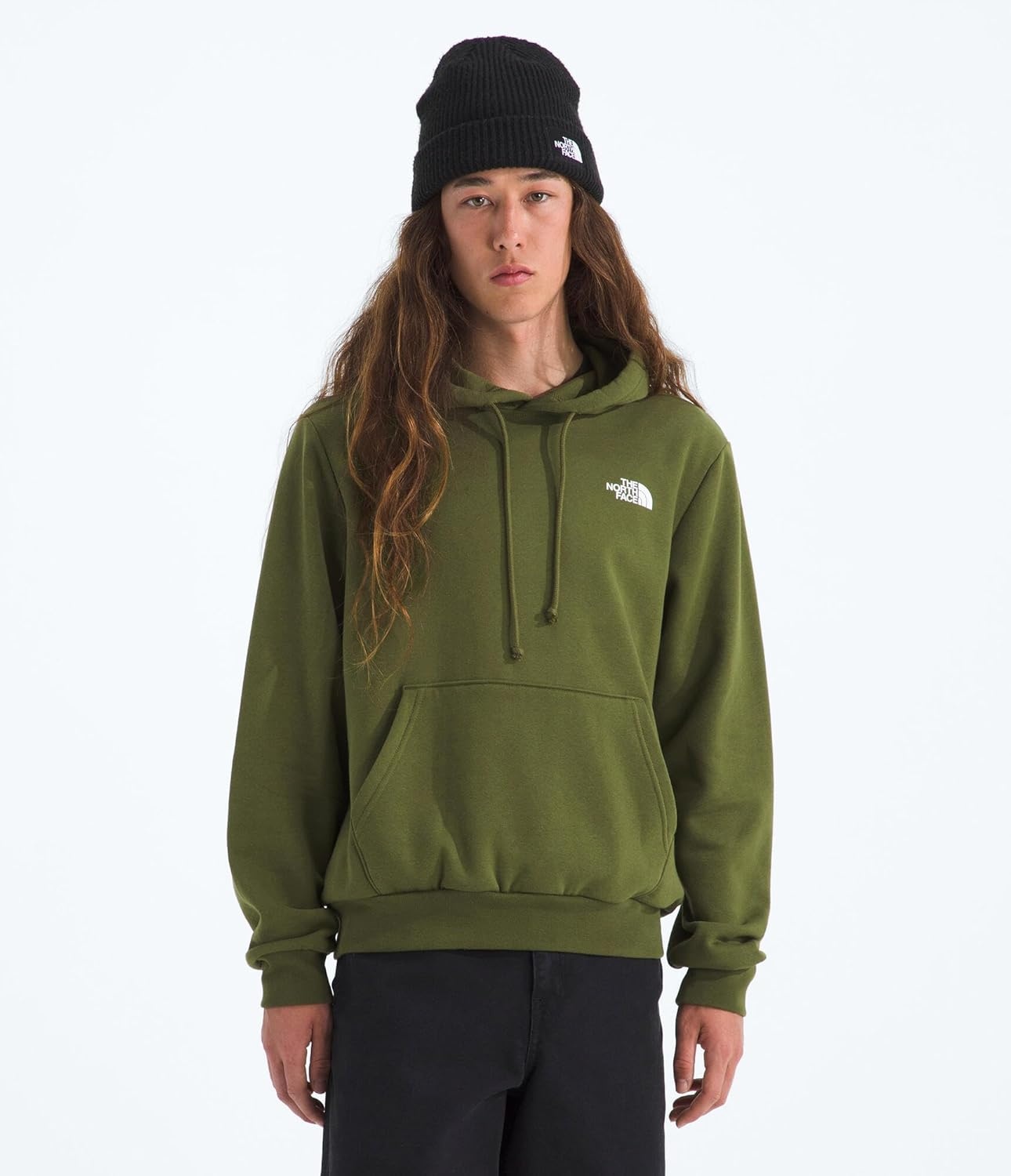 image:imageTHE NORTH FACE Mens Evolution Box NSE Hoodie Sweatshirt With 2 Piece Hood Adjustable Drawcord Kangaroo Hand PocketWoodland Green