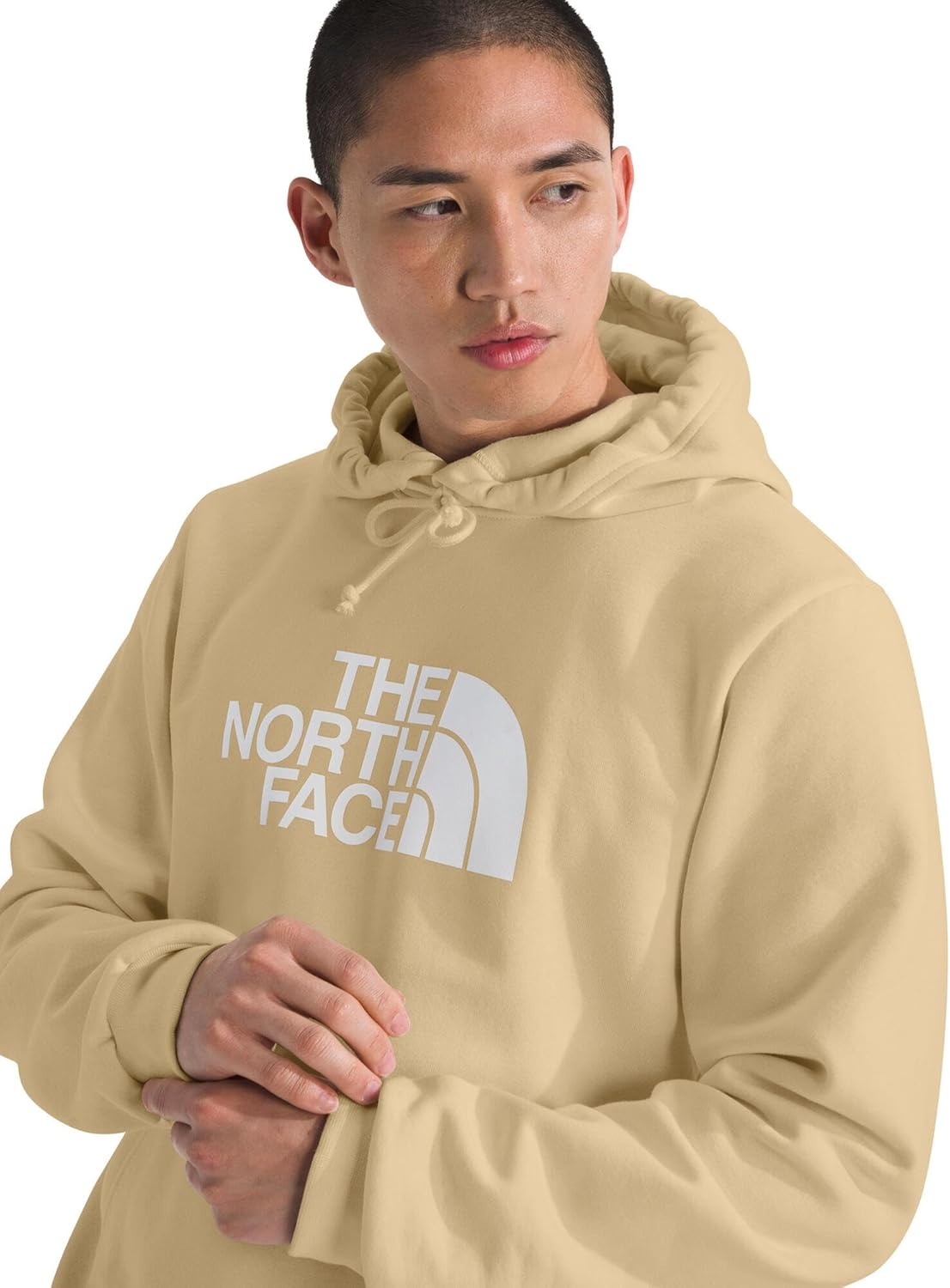 image:imageTHE NORTH FACE Mens Evolution Half Dome Hoodie Sweatshirt With 2 Piece Hood Adjustable Drawcord Kangaroo Hand PocketKhaki Stone