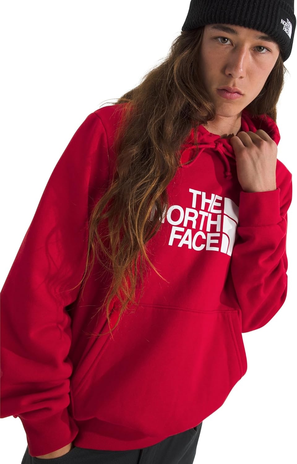image:imageTHE NORTH FACE Mens Evolution Half Dome Hoodie Sweatshirt With 2 Piece Hood Adjustable Drawcord Kangaroo Hand PocketTnf Red