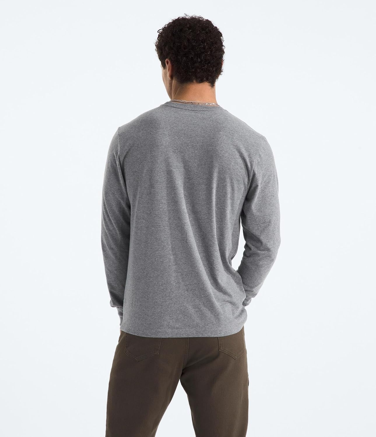 image:imageTHE NORTH FACE Mens Evolution Simple Dome Longsleeve Tee Cotton Shirt With the Classic LogoTnf Mid Grey Heather