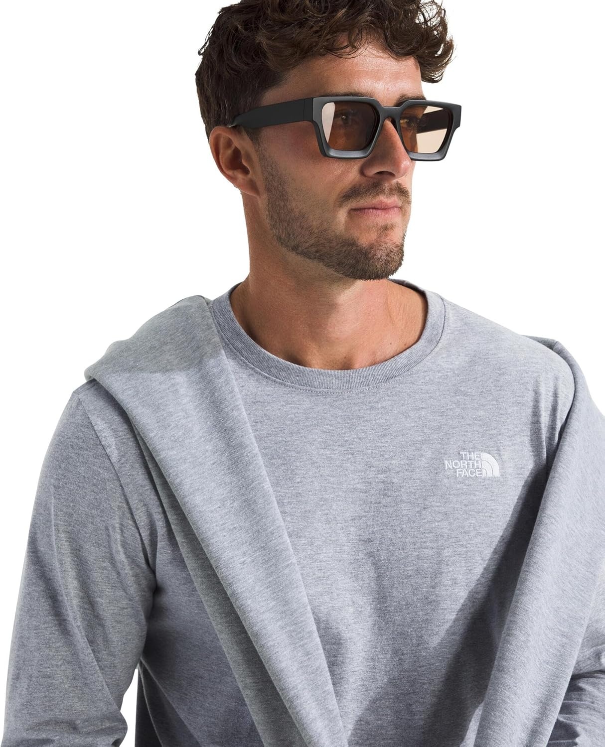 image:imageTHE NORTH FACE Mens Evolution Simple Dome Longsleeve Tee Cotton Shirt With the Classic LogoTnf Pale Grey Heather