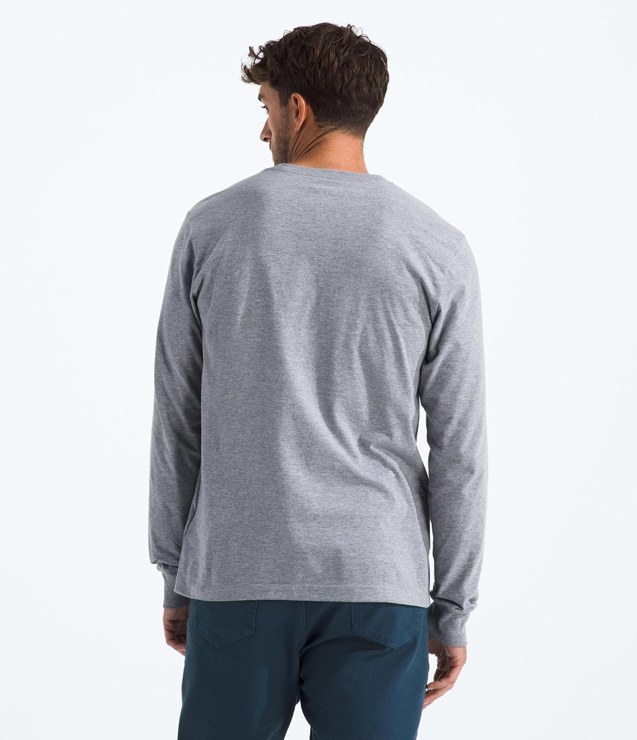 image:imageTHE NORTH FACE Mens Evolution Simple Dome Longsleeve Tee Cotton Shirt With the Classic LogoTnf Pale Grey Heather