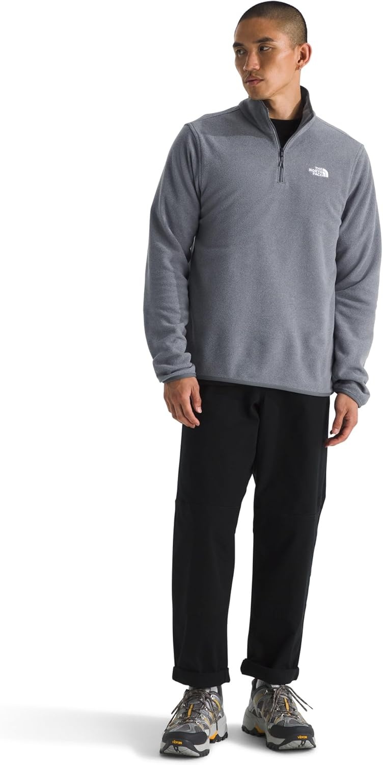 image:imageTHE NORTH FACE Mens Glacier Fleece Quarter Zip Jacket Pullover With Zip Pockets amp Stretch on Collar Cuffs amp HemTnf Mid Grey Heather