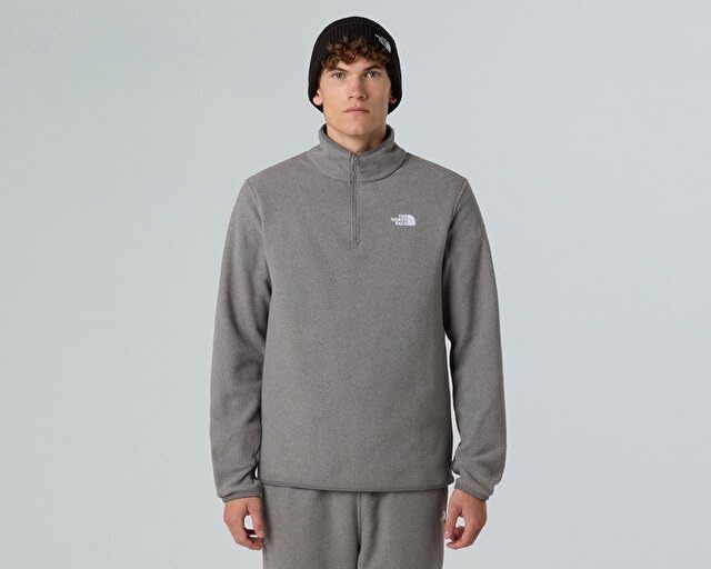 image:imageTHE NORTH FACE Mens Glacier Fleece Quarter Zip Jacket Pullover With Zip Pockets amp Stretch on Collar Cuffs amp HemTnf Mid Grey Heather