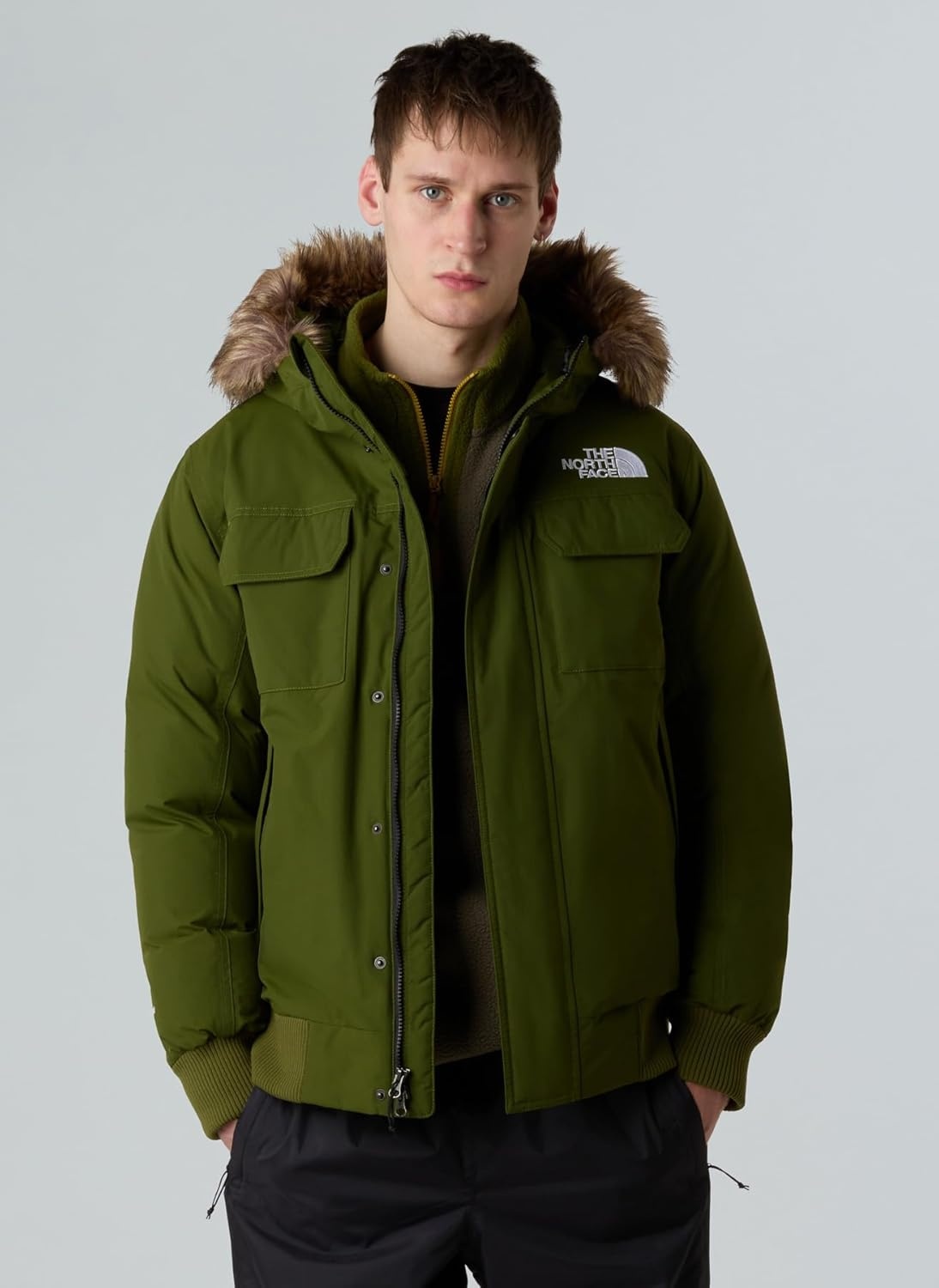 image:imageTHE NORTH FACE Mens McMurdo Bomber Jacket Waterproof Waterfowl Down Insulation Hooded JacketWoodland Green