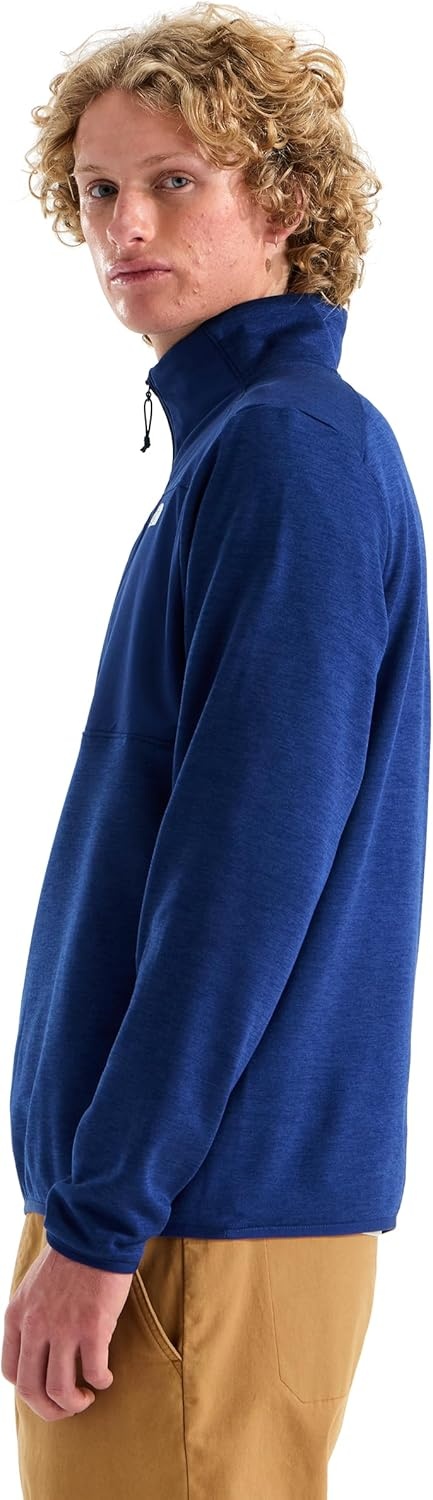 image:imageTHE NORTH FACE Mens TNF Performance Fleece 14 Zip Jacket Lightweight Pullover With Secure Zip Chest PocketBold Blue Dark Heather