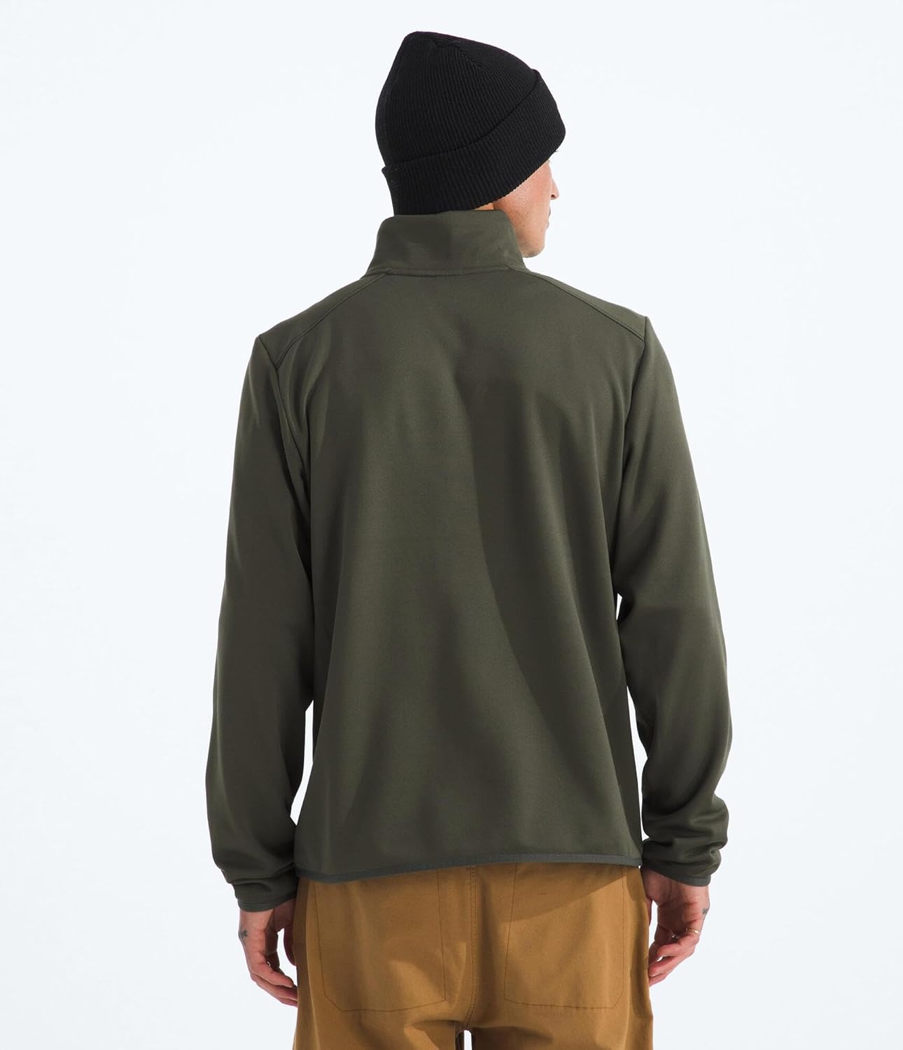 image:imageTHE NORTH FACE Mens TNF Performance Fleece 14 Zip Jacket Lightweight Pullover With Secure Zip Chest PocketNew Taupe Green
