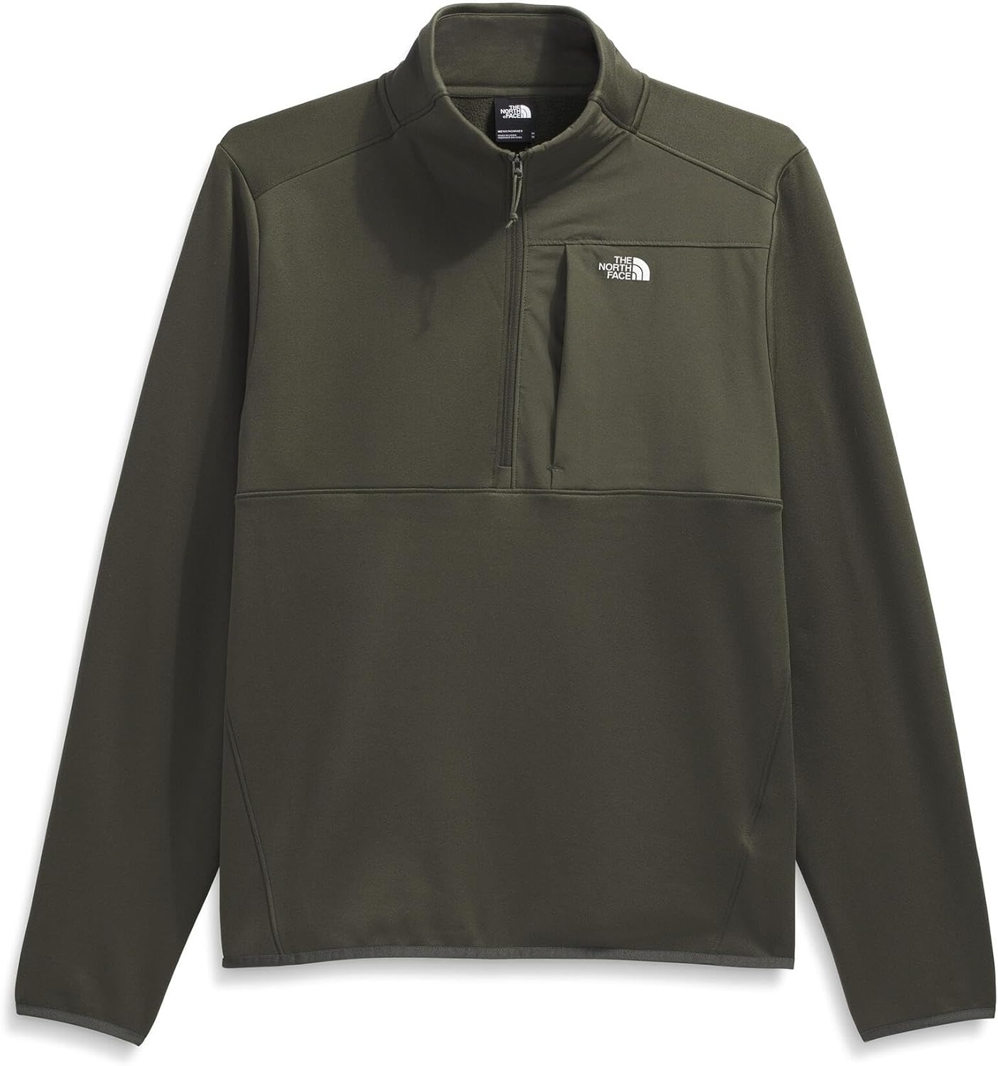 image:imageTHE NORTH FACE Mens TNF Performance Fleece 14 Zip Jacket Lightweight Pullover With Secure Zip Chest PocketNew Taupe Green
