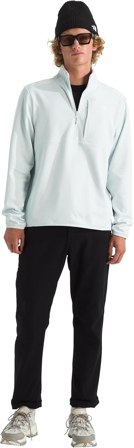 image:imageTHE NORTH FACE Mens TNF Performance Fleece 14 Zip Jacket Lightweight Pullover With Secure Zip Chest PocketPearl Stone