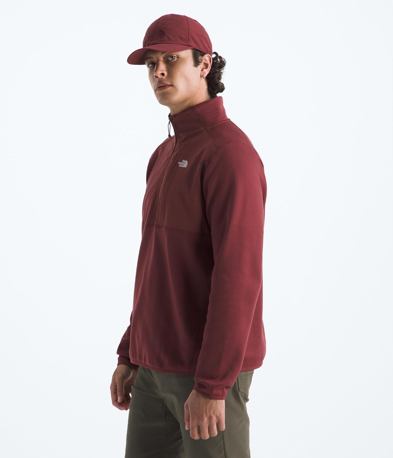 image:imageTHE NORTH FACE Mens TNF Performance Fleece 14 Zip Jacket Lightweight Pullover With Secure Zip Chest PocketSumac