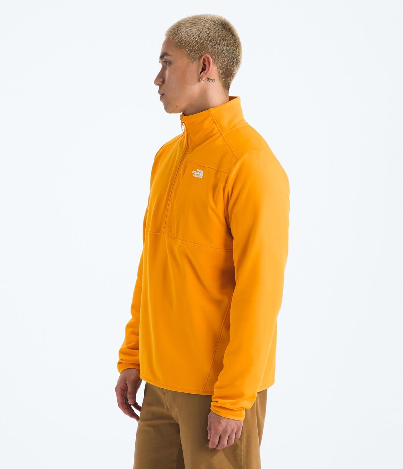 image:imageTHE NORTH FACE Mens TNF Performance Fleece 14 Zip Jacket Lightweight Pullover With Secure Zip Chest PocketSummit Gold