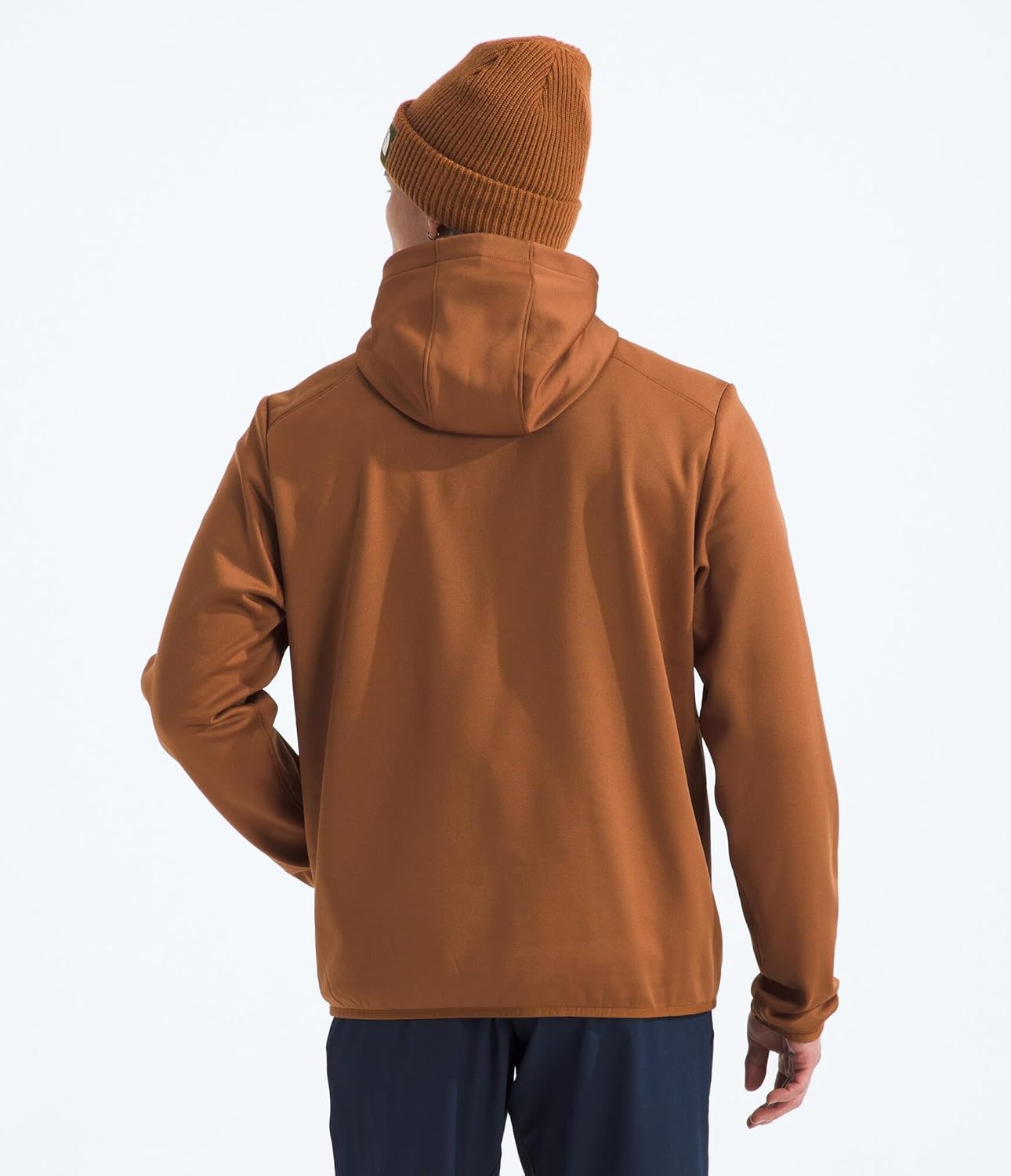 image:imageTHE NORTH FACE Mens TNF Performance Fleece Full Zip Hoodie Lightweight Hooded Top Elastic Binding amp Zip PocketsBurnt Umber