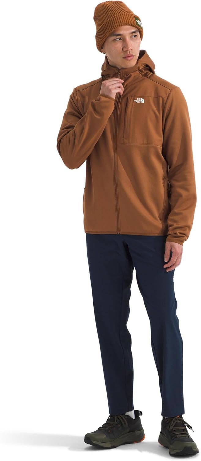 image:imageTHE NORTH FACE Mens TNF Performance Fleece Full Zip Hoodie Lightweight Hooded Top Elastic Binding amp Zip PocketsBurnt Umber