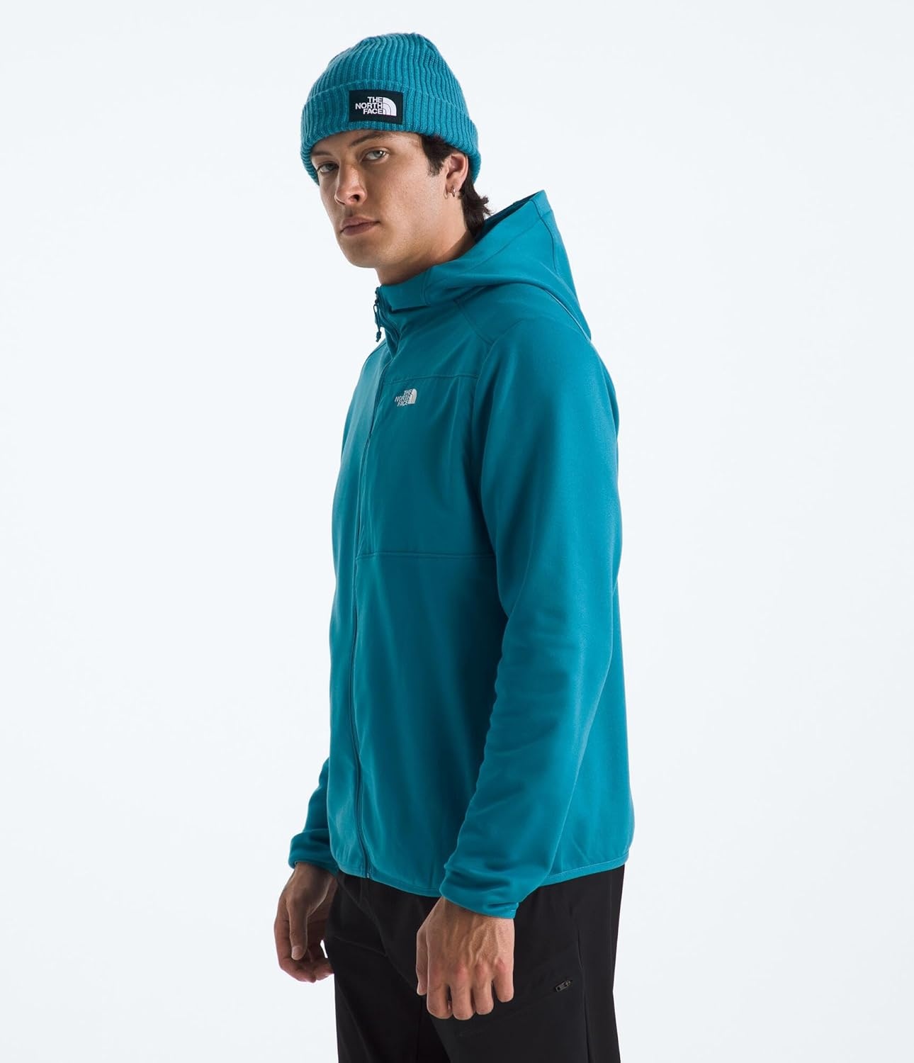 image:imageTHE NORTH FACE Mens TNF Performance Fleece Full Zip Hoodie Lightweight Hooded Top Elastic Binding amp Zip PocketsDusk Blue