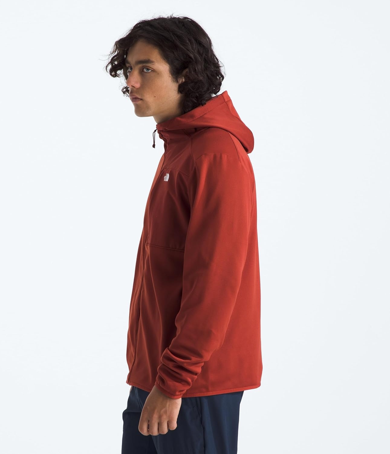 image:imageTHE NORTH FACE Mens TNF Performance Fleece Full Zip Hoodie Lightweight Hooded Top Elastic Binding amp Zip PocketsIron Clay