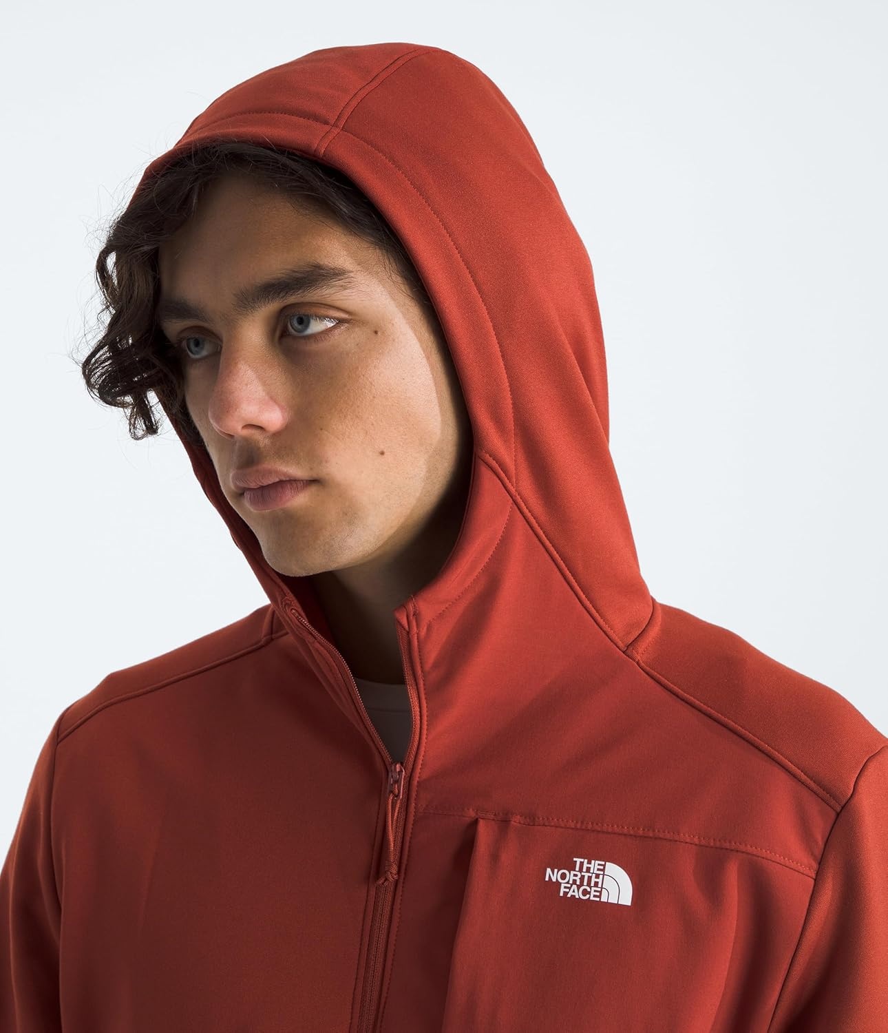 image:imageTHE NORTH FACE Mens TNF Performance Fleece Full Zip Hoodie Lightweight Hooded Top Elastic Binding amp Zip PocketsIron Clay