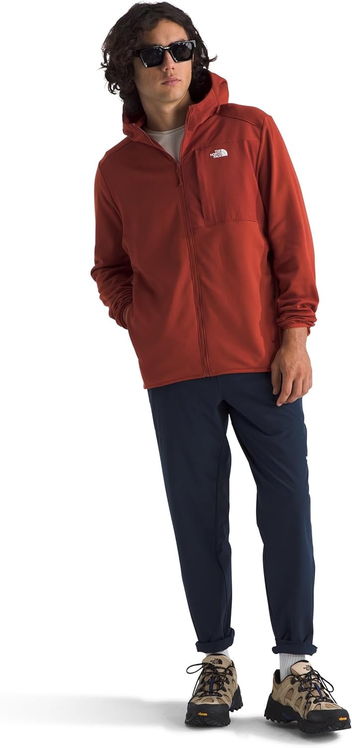 image:imageTHE NORTH FACE Mens TNF Performance Fleece Full Zip Hoodie Lightweight Hooded Top Elastic Binding amp Zip PocketsIron Clay