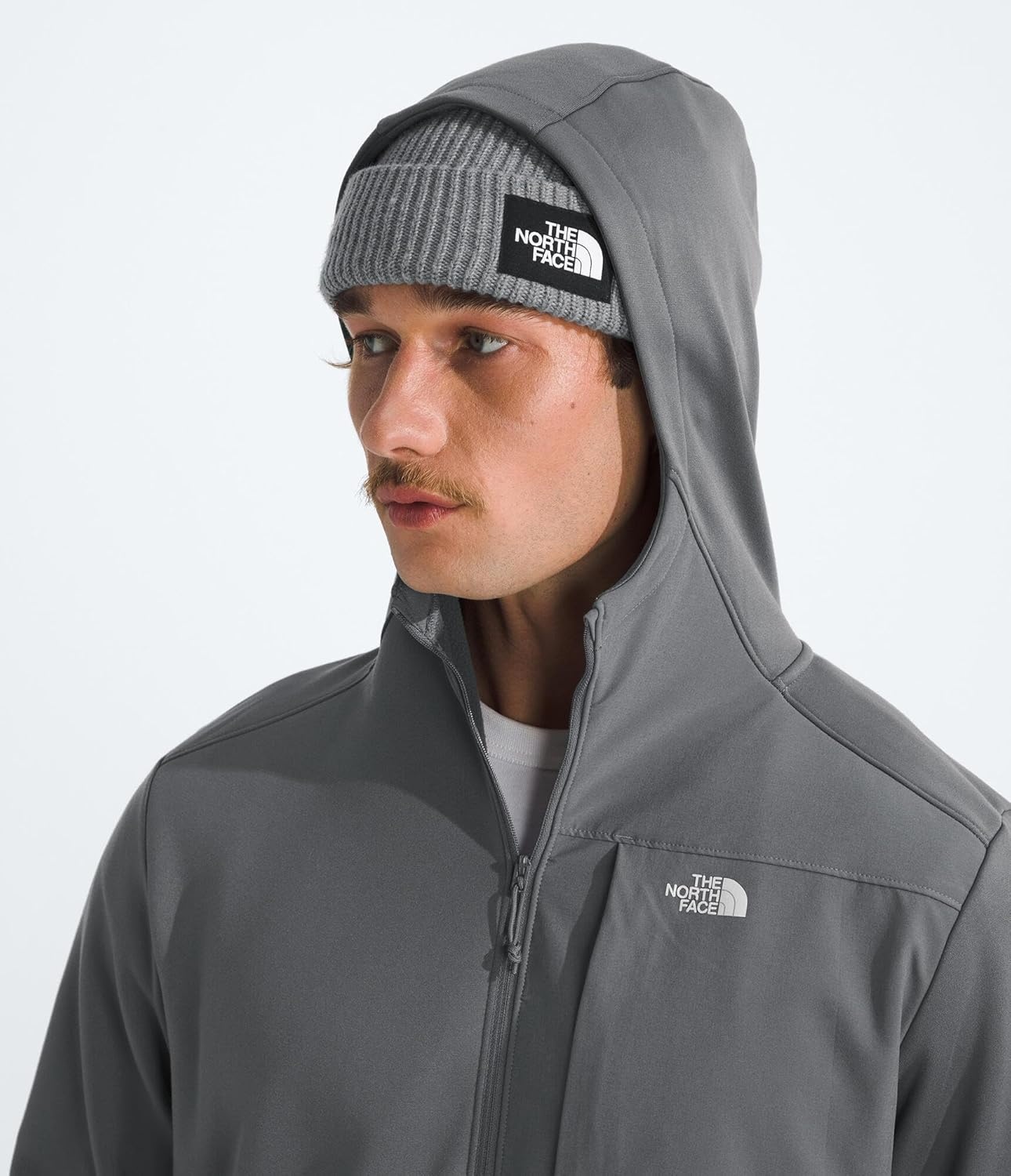 image:imageTHE NORTH FACE Mens TNF Performance Fleece Full Zip Hoodie Lightweight Hooded Top Elastic Binding amp Zip PocketsSmoked Pearl