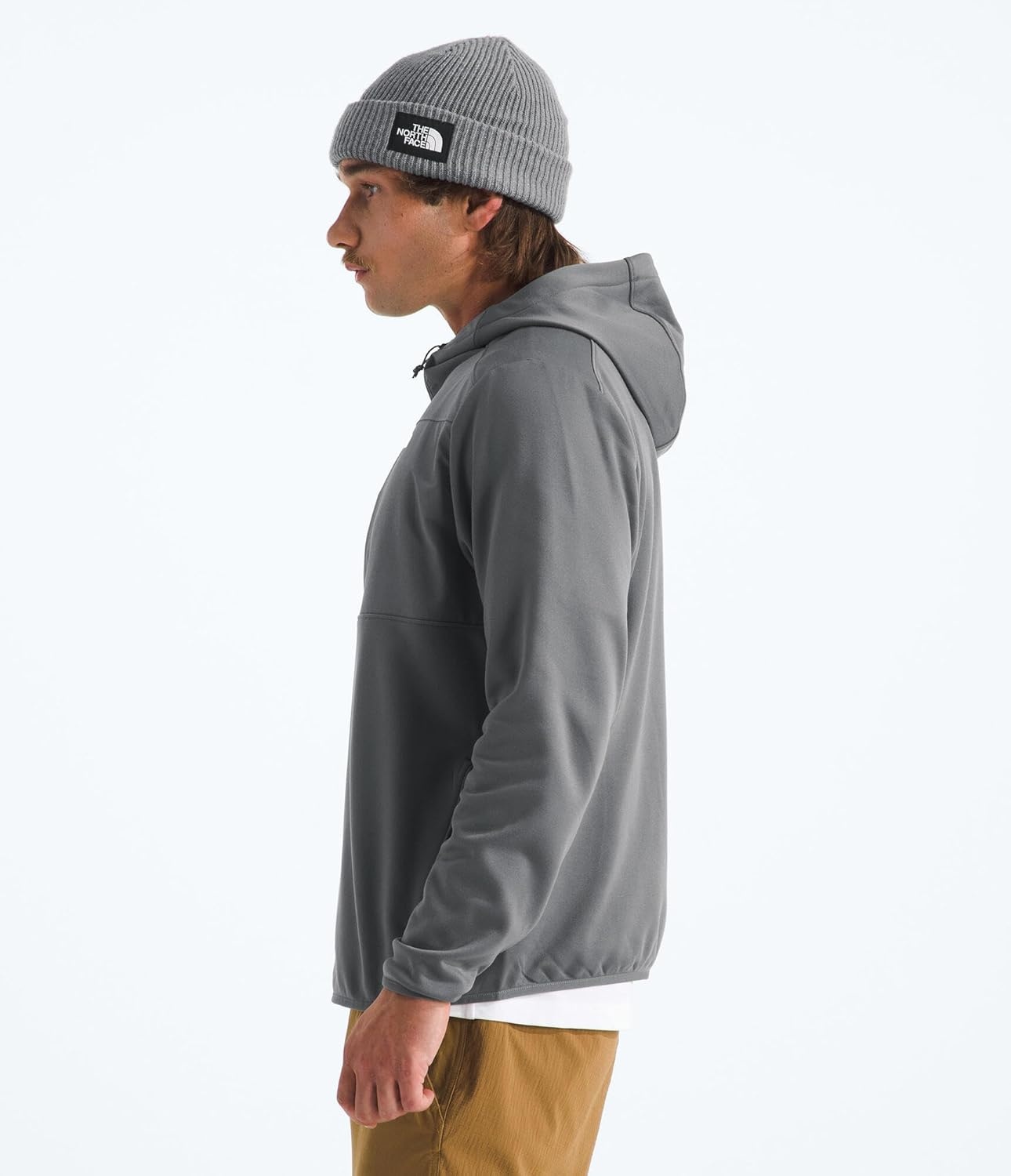 image:imageTHE NORTH FACE Mens TNF Performance Fleece Full Zip Hoodie Lightweight Hooded Top Elastic Binding amp Zip PocketsSmoked Pearl