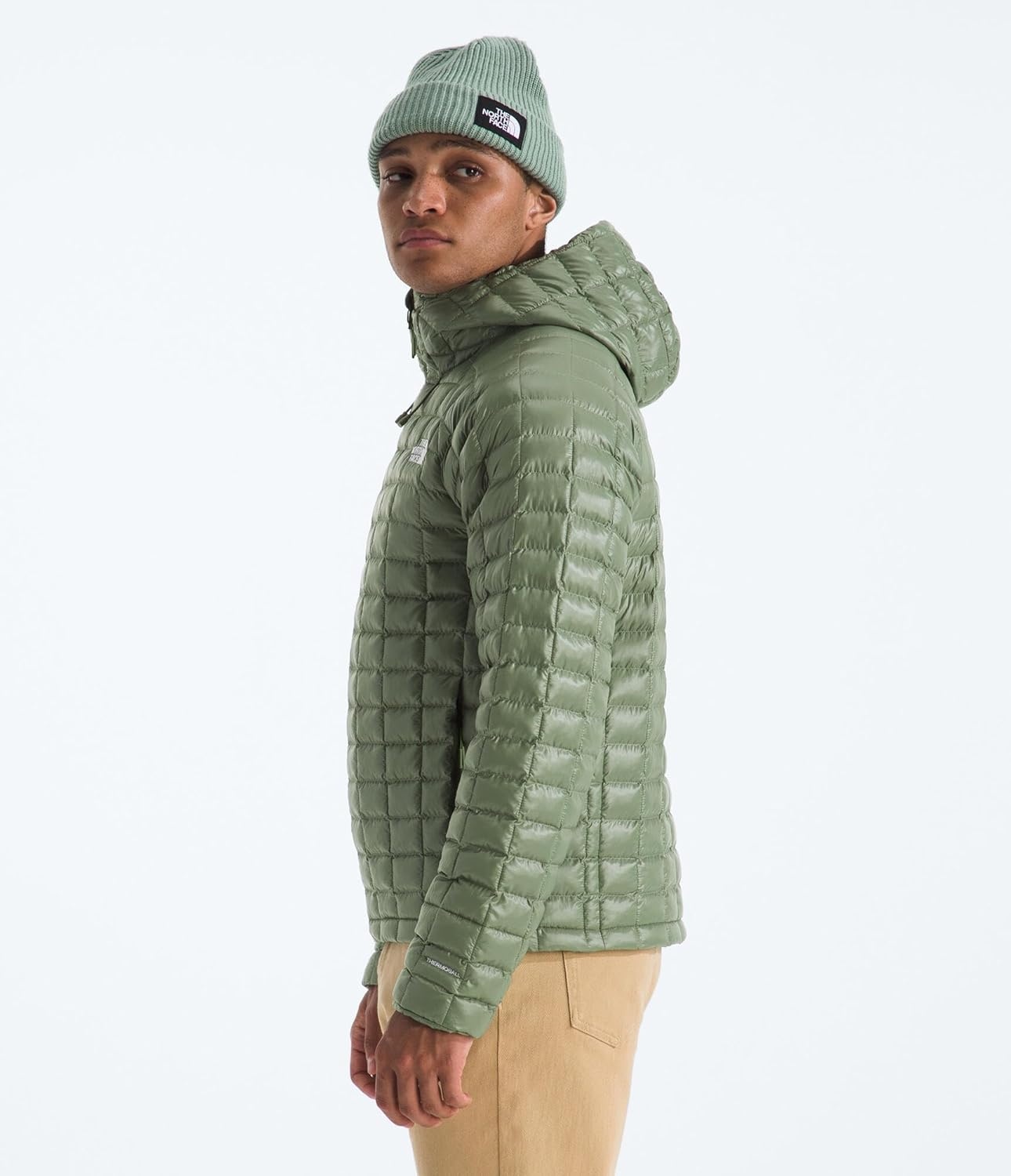 image:imageTHE NORTH FACE Mens Thermoball Hooded Jacket Lightweight Wind amp Water Resistant Fabric Synthetic InsulationBark Mist