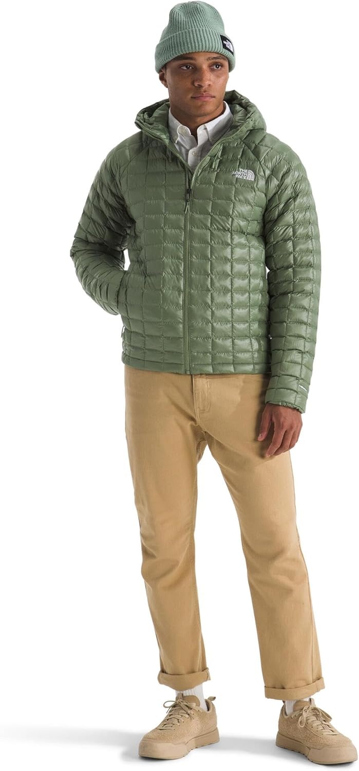 image:imageTHE NORTH FACE Mens Thermoball Hooded Jacket Lightweight Wind amp Water Resistant Fabric Synthetic InsulationBark Mist