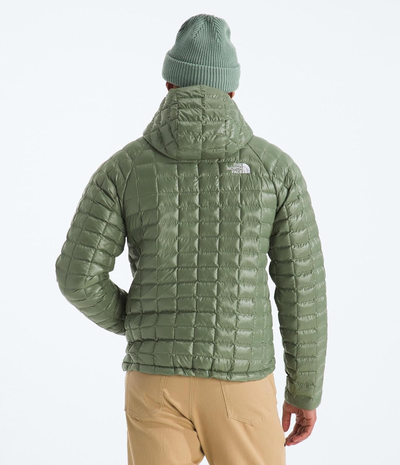 image:imageTHE NORTH FACE Mens Thermoball Hooded Jacket Lightweight Wind amp Water Resistant Fabric Synthetic InsulationBark Mist