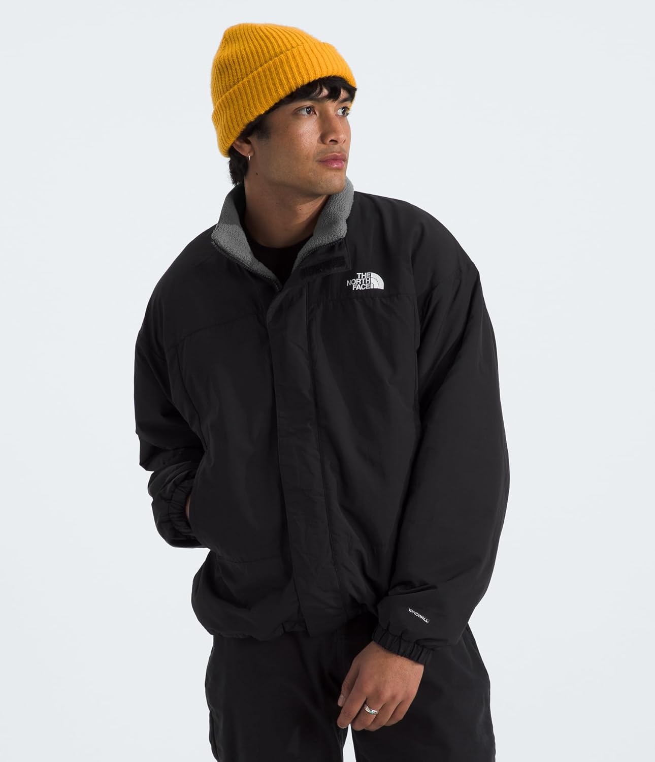 image:imageTHE NORTH FACE Mens Yumiori Reversible Jacket Water amp Wind Resistant Internal Cinch Cord Elastic Cuffs amp Zip PocketsTnf BlackSmoked Pearl