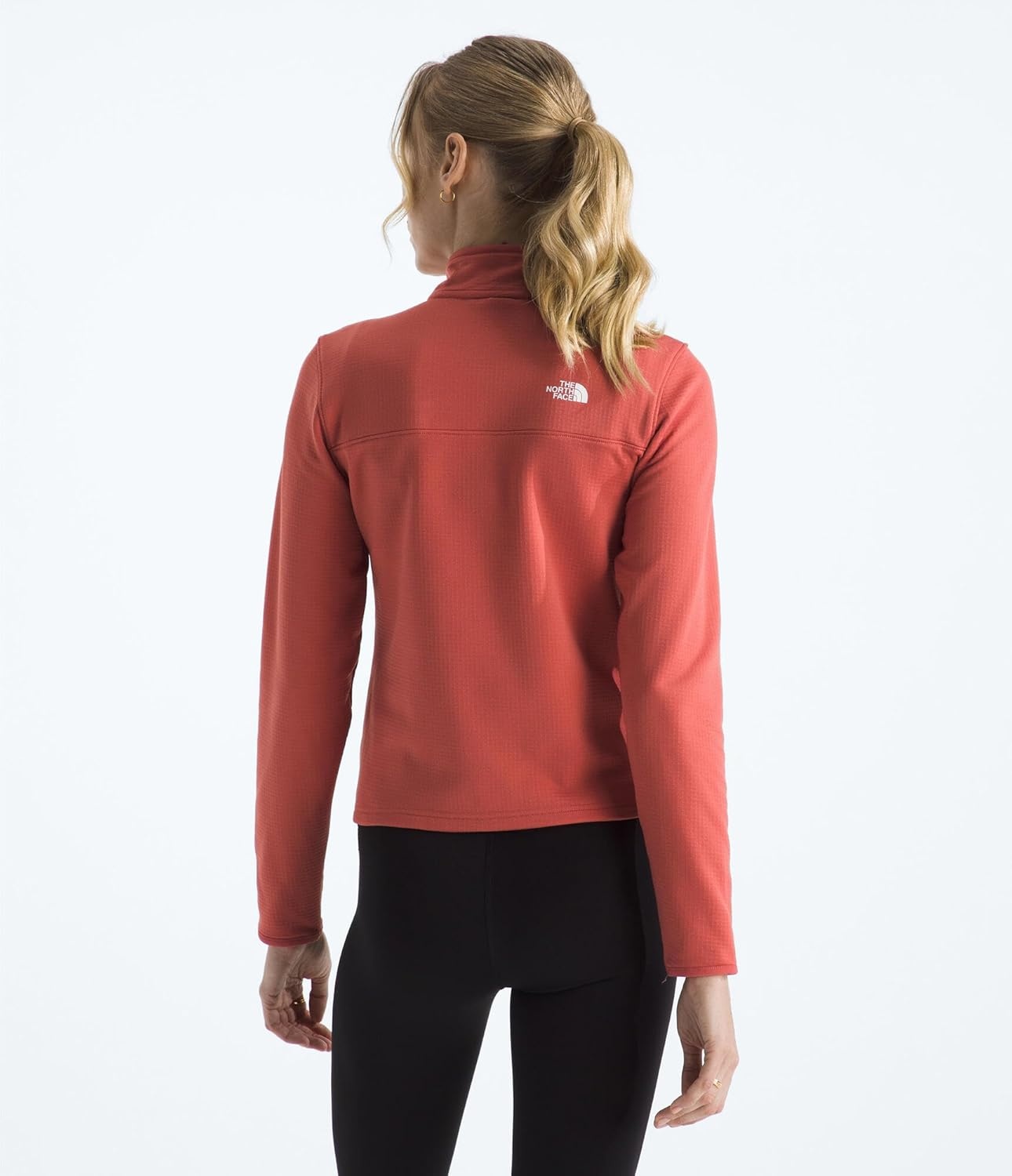 image:imageTHE NORTH FACE Womens Cedar Trail Grid Fleece Quarter Zip Jacket Cold Weather Top With Durable Reinforced BindingsMars Dust
