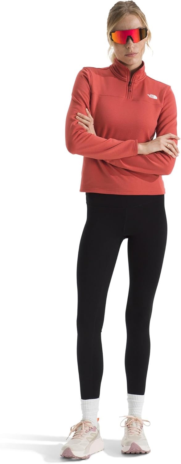 image:imageTHE NORTH FACE Womens Cedar Trail Grid Fleece Quarter Zip Jacket Cold Weather Top With Durable Reinforced BindingsMars Dust