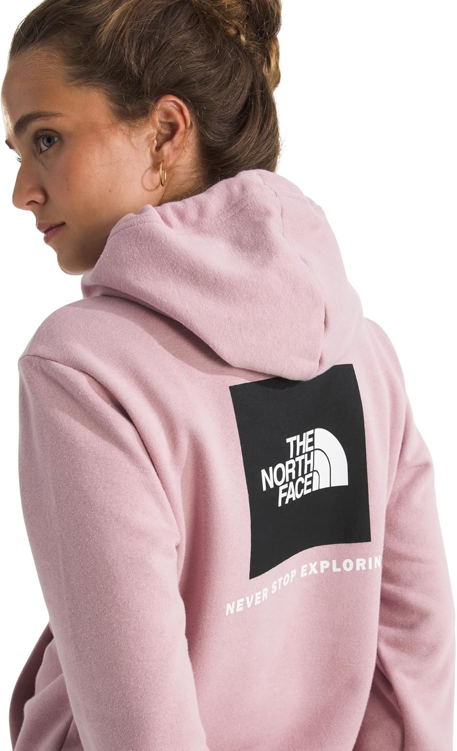 image:imageTHE NORTH FACE Womens Evolution Box NSE Hoodie 2 Piece Hood With Drawcord Kangaroo Hand PocketMetal Pink