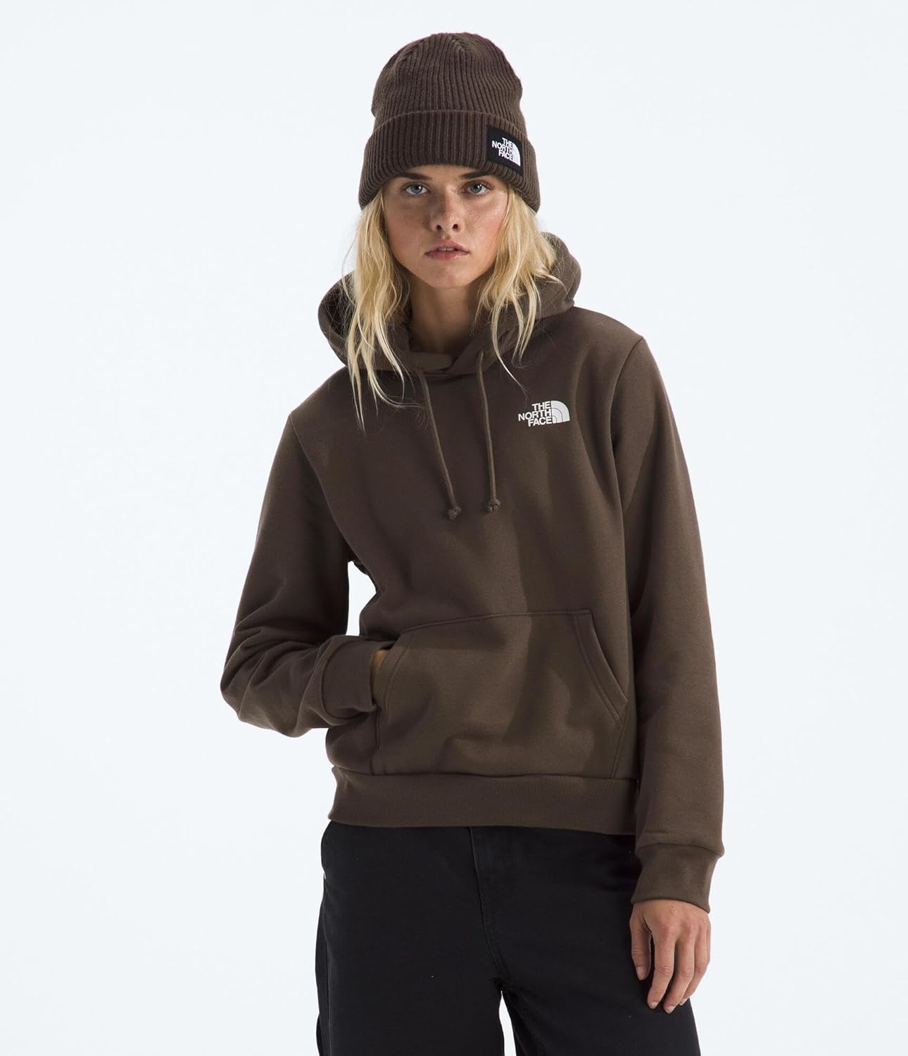 image:imageTHE NORTH FACE Womens Evolution Box NSE Hoodie 2 Piece Hood With Drawcord Kangaroo Hand PocketSmokey Brown