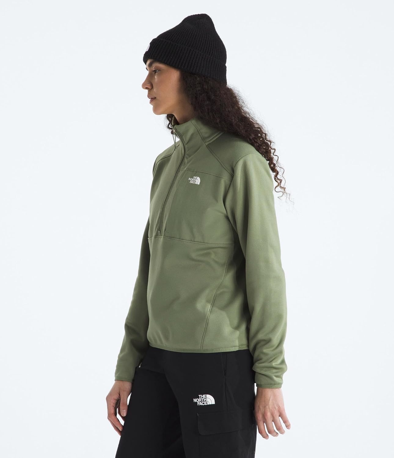 image:imageTHE NORTH FACE Womens TNF Performance Fleece 14 Zip Jacket Lightweight Pullover With Secure Zip Chest PocketBark Mist