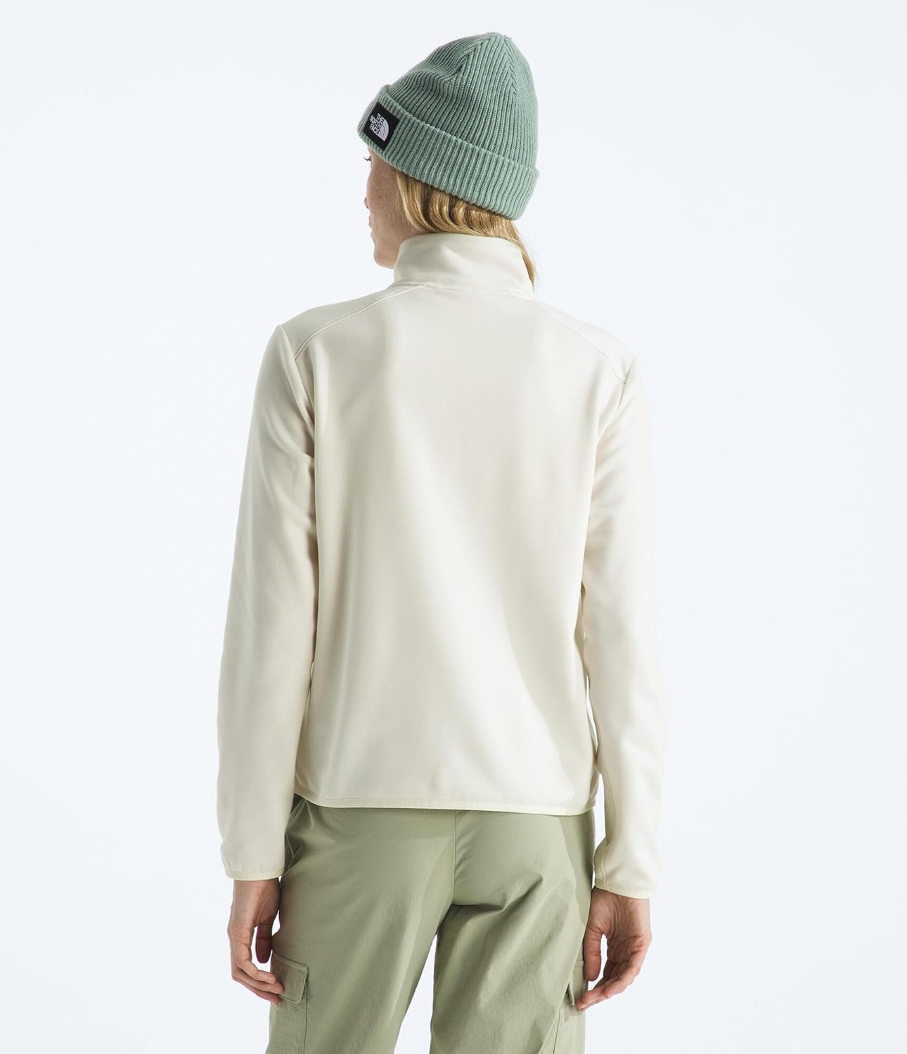 image:imageTHE NORTH FACE Womens TNF Performance Fleece 14 Zip Jacket Lightweight Pullover With Secure Zip Chest PocketWhite Dune