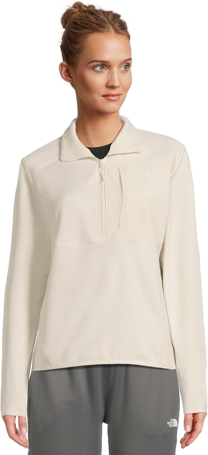 image:imageTHE NORTH FACE Womens TNF Performance Fleece 14 Zip Jacket Lightweight Pullover With Secure Zip Chest PocketWhite Dune