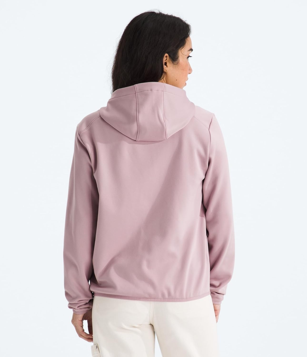 image:imageTHE NORTH FACE Womens TNF Performance Fleece Full Zip Hoodie Lightweight Hooded Top Elastic Binding amp Zip PocketsMetal Pink