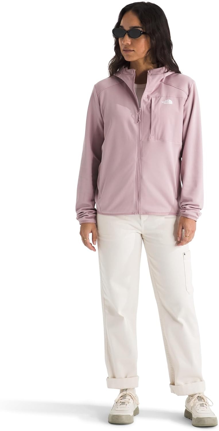 image:imageTHE NORTH FACE Womens TNF Performance Fleece Full Zip Hoodie Lightweight Hooded Top Elastic Binding amp Zip PocketsMetal Pink